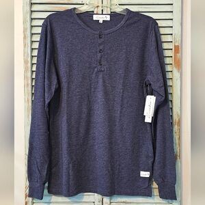KINETIX Mens Size Small Navy Heather Luxury Casual Long Sleeve Henley Shirt BNWT